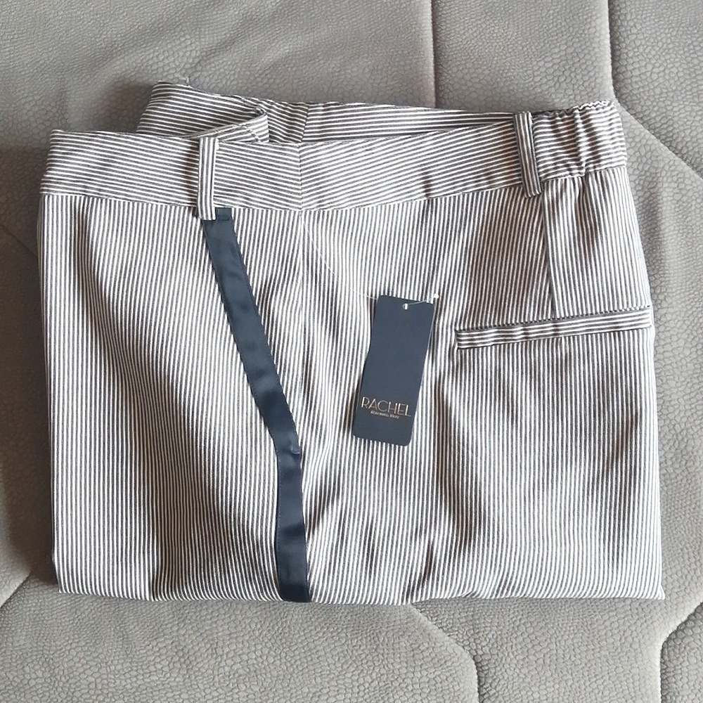 Rachel Rachel Roy Elin Striped Navy Blue White Tailored Capri Pants Plus S18W - Picture 11 of 16